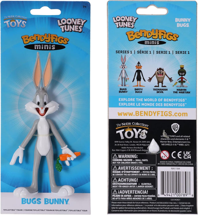 The Noble Collection Looney Tunes Mini Bendyfigs Bugs Bunny - 5.75in (14.5cm) Noble Toys Miniature Bendable Figure Posable Doll Figures