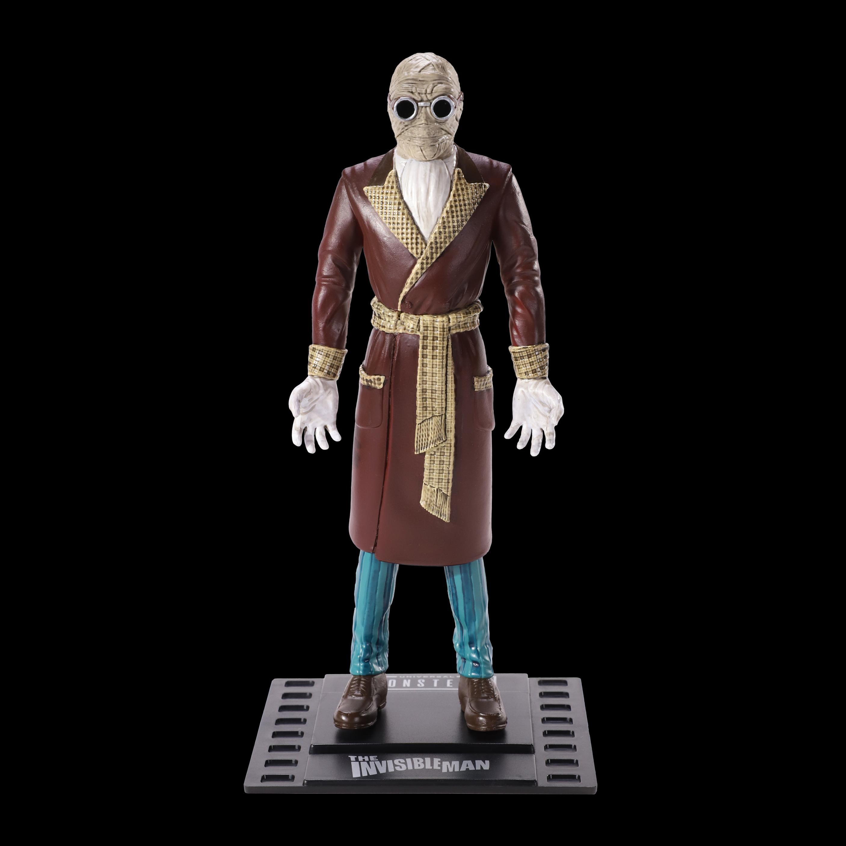BendyFigs The Noble Collection Universal Monsters Invisible Man - 7.5in (19cm) Noble Toys Bendable Figure Posable Collectible Doll Figures With Stand