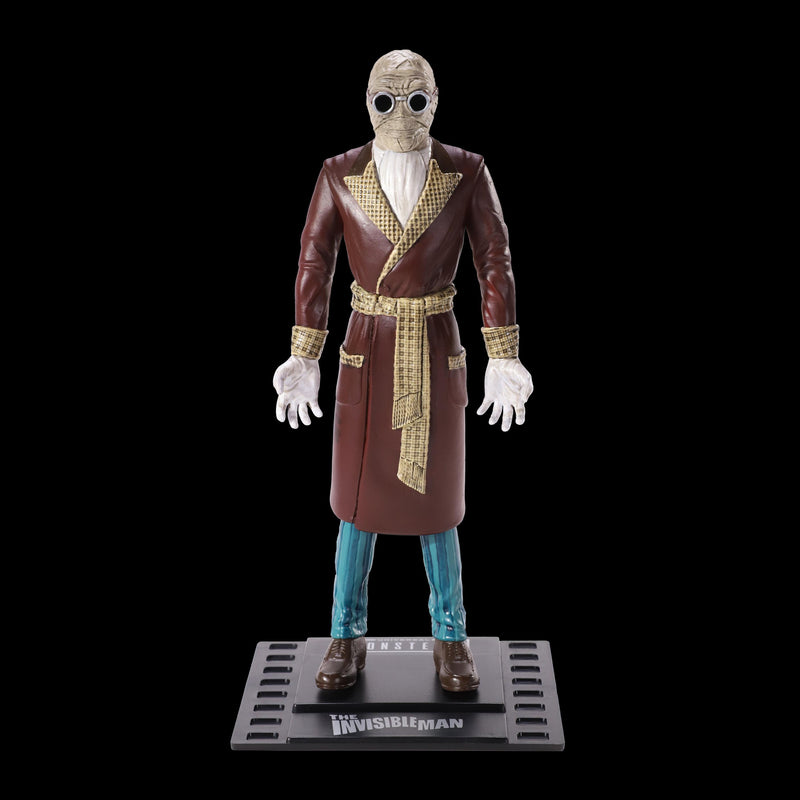 BendyFigs The Noble Collection Universal Monsters Invisible Man - 7.5in (19cm) Noble Toys Bendable Figure Posable Collectible Doll Figures With Stand