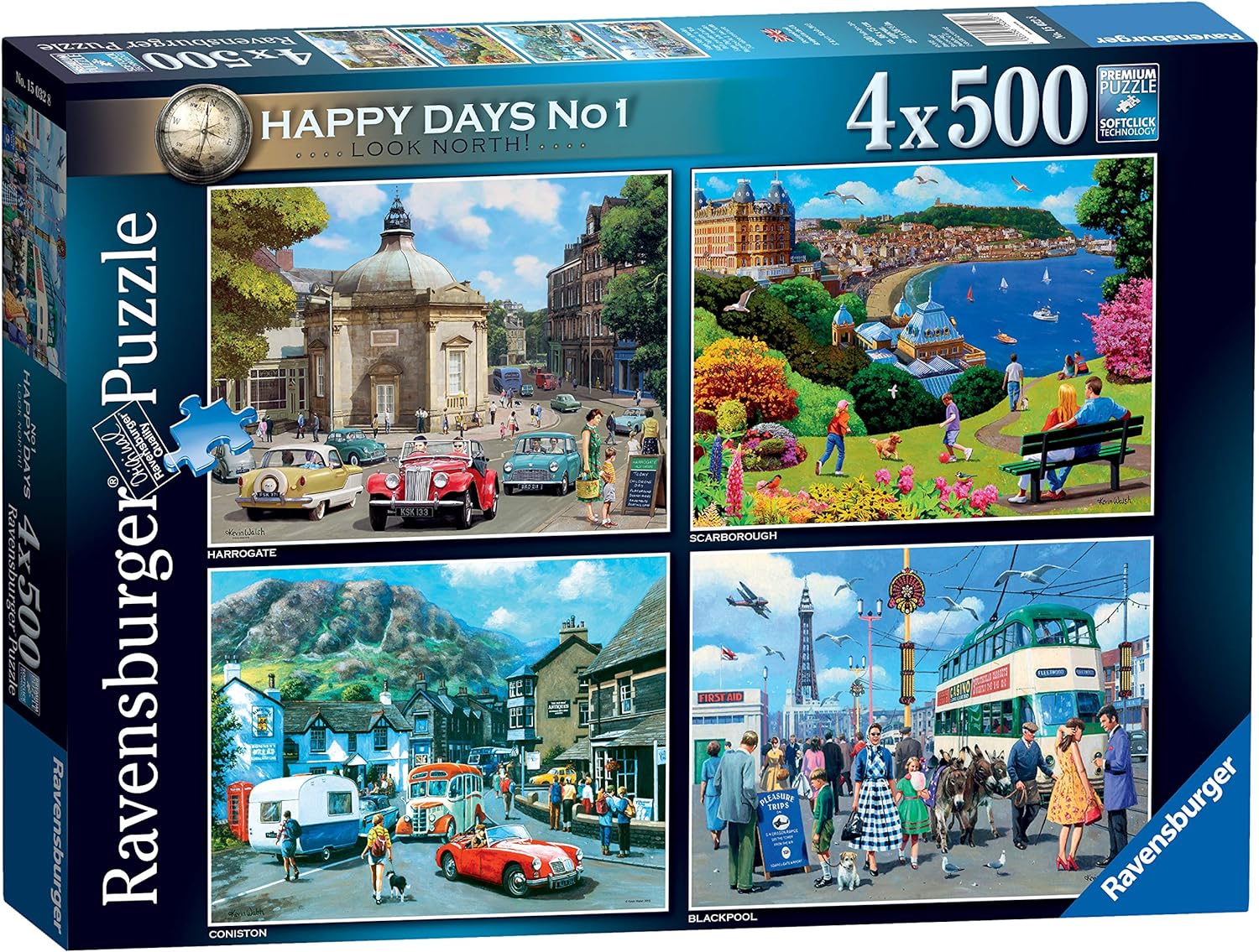 Ravensburger Happy Days Royal Residences 4X 500 Piece Jigsaw Puzzle & Happy Days Collection No.1 Look North 4x 500 Piece Jigsaw Puzzle for Adults and Kids Age 10 Years Up