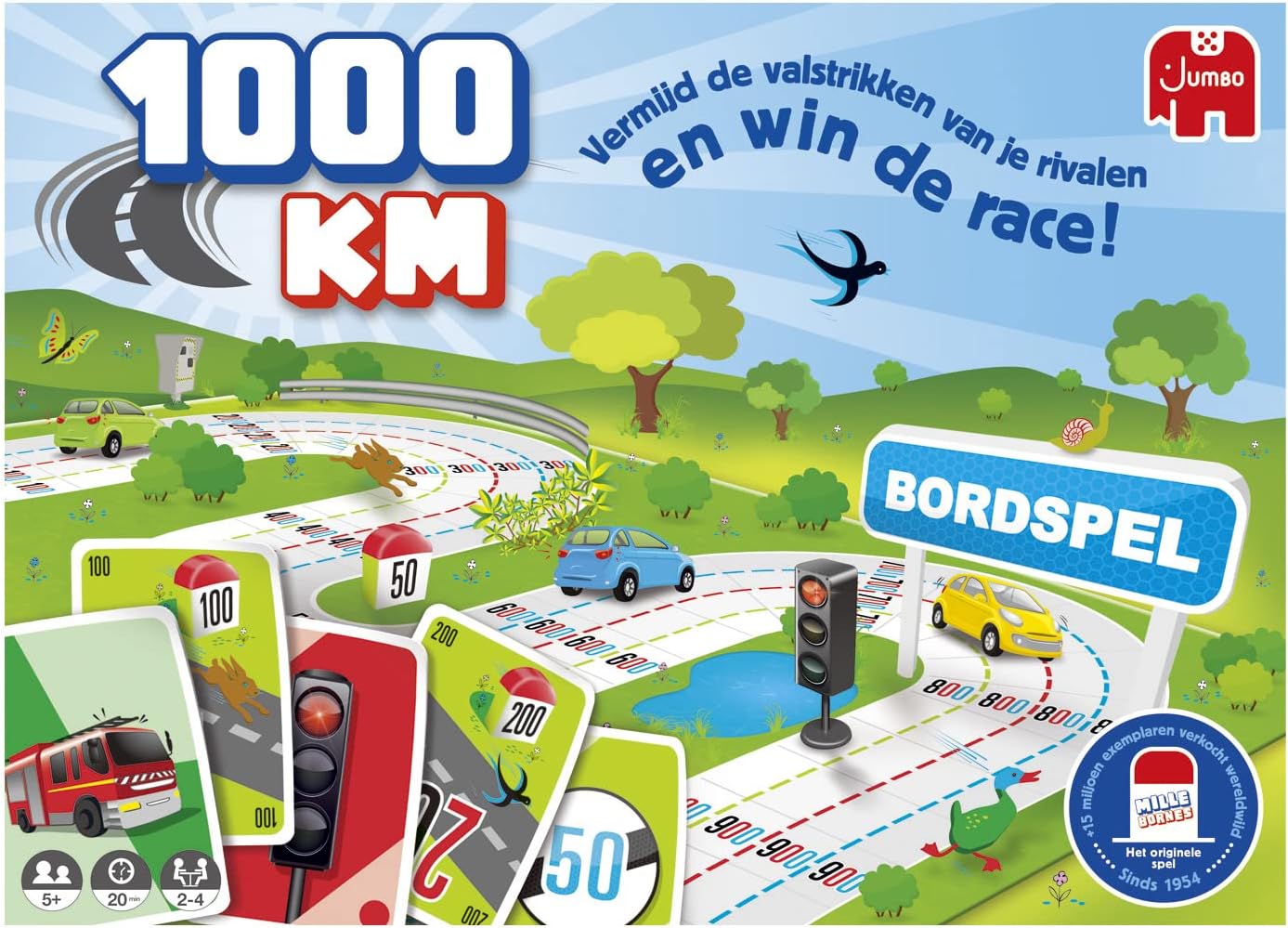 JUMBO 19900 1000KM bordspel - Familiespel - Nederlandse editie - voor 2 tot 4 spelers vanaf 5 jaar - Gezelschapsspel voor kinderen