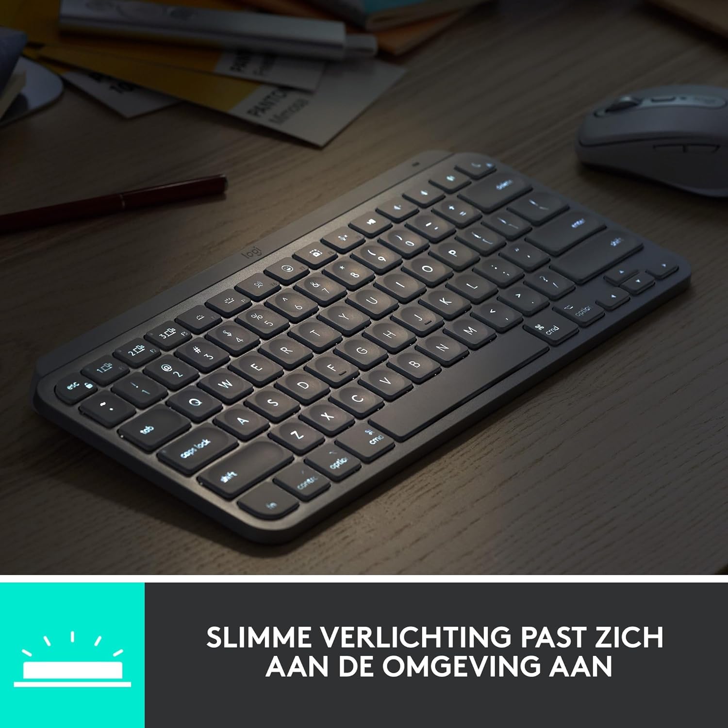 Logitech MXKEYS MINI WRLS VERLICHTDE KB GRAFIET - PAN - NORDIC