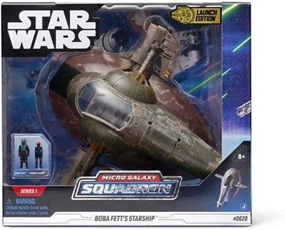 STAR WARS Micro Galaxy Squadron Starship Class Boba Fett’S Starship - 7-Inch Vehicle with 1-Inch Boba Fett and Fennec Shand Micro Figures