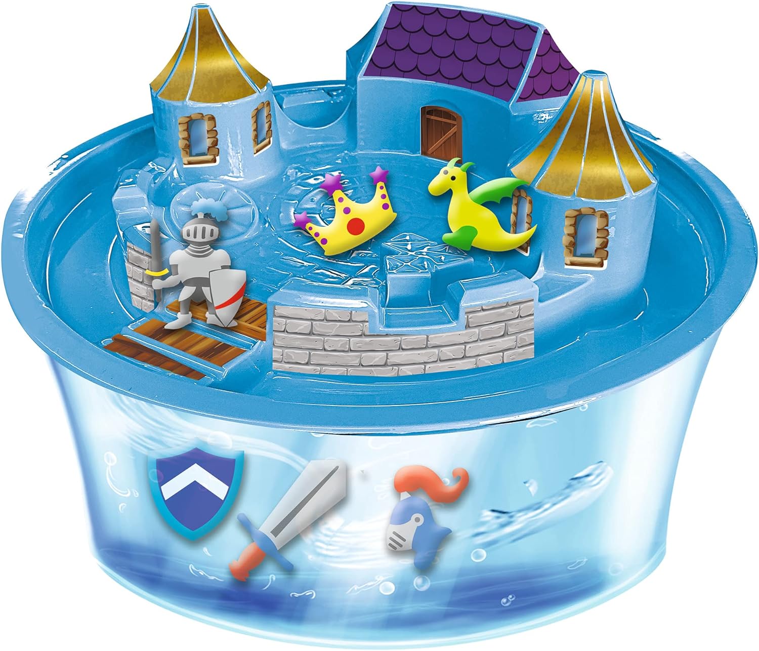 Simba 106322497 - Aqua Gelz Deluxe Ritterburg, Bastelset, Kreativ, 8 Flaschen Farbgel, 6 Formen, 5x Wasserzusatz, Schale mit Burg Aufsatz, Sticker, ab 8 Jahren