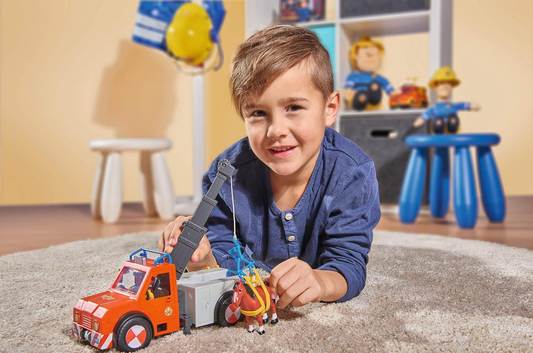 Sam El Bombero - camión Rescate 23 cm con Figura y Caballo (Simba Dickie 9258280