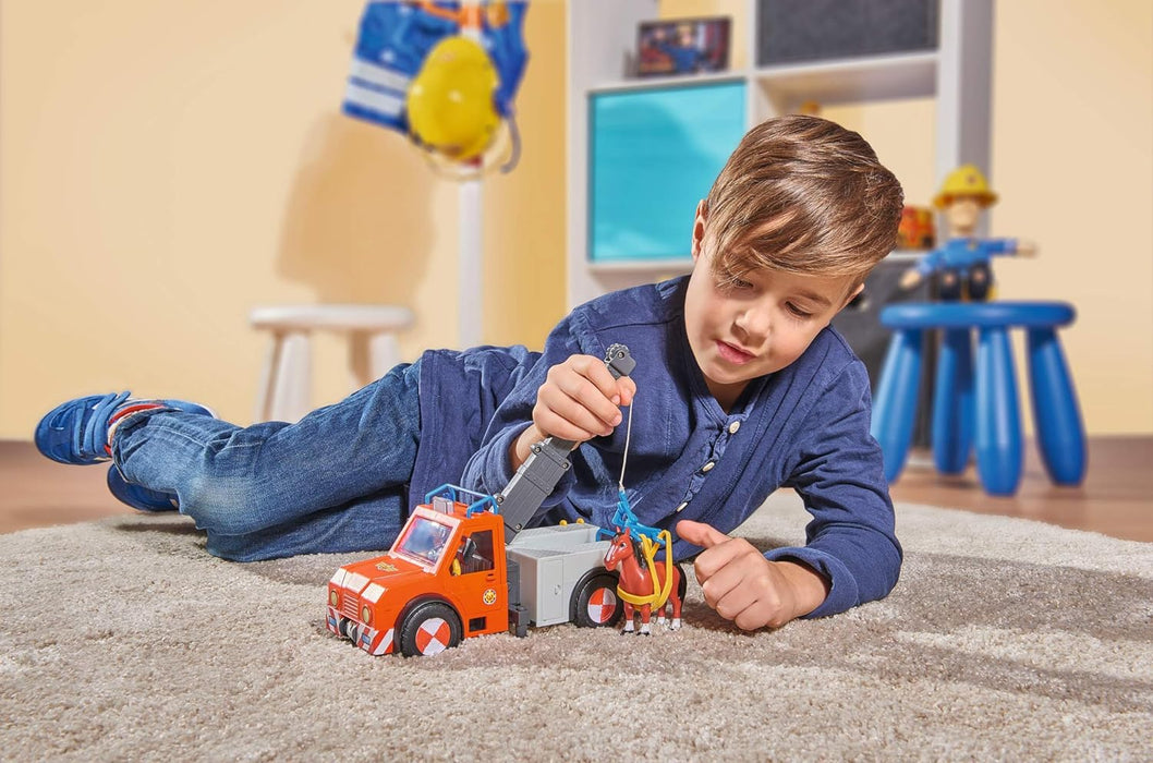 Sam El Bombero - camión Rescate 23 cm con Figura y Caballo (Simba Dickie 9258280