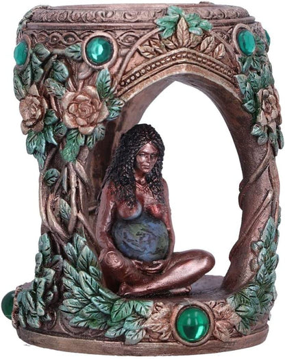 Bronze Mother Earth Tea Light Holder 7Cm