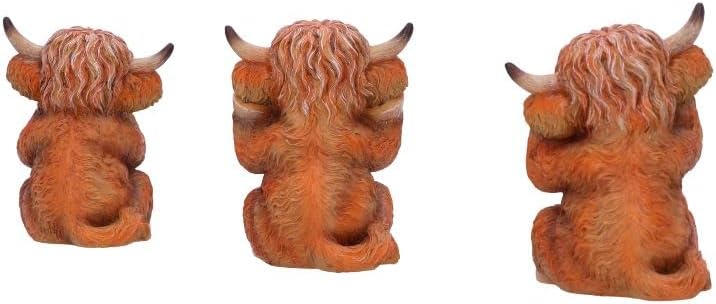 Nemesis Now Three Wise Highland Cows, Brown, 9.6cm