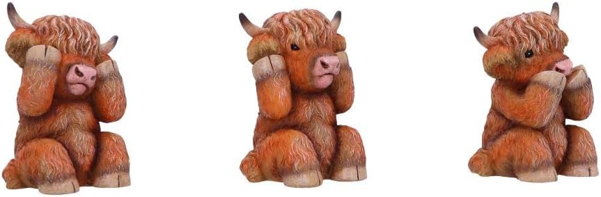 Nemesis Now Three Wise Highland Cows, Brown, 9.6cm