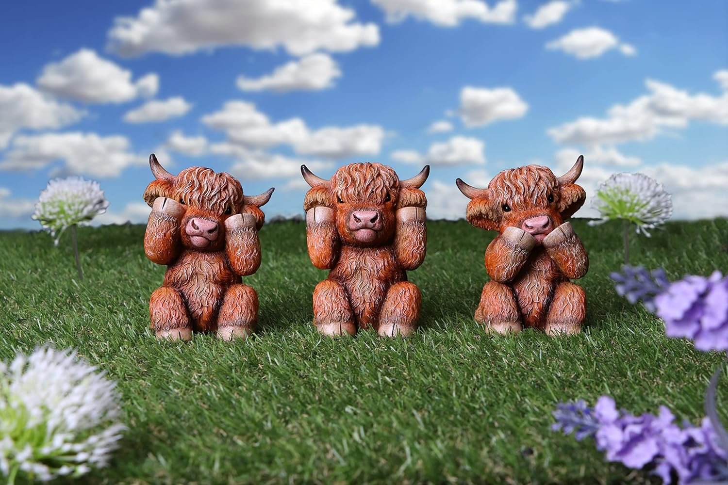 Nemesis Now Three Wise Highland Cows, Brown, 9.6cm