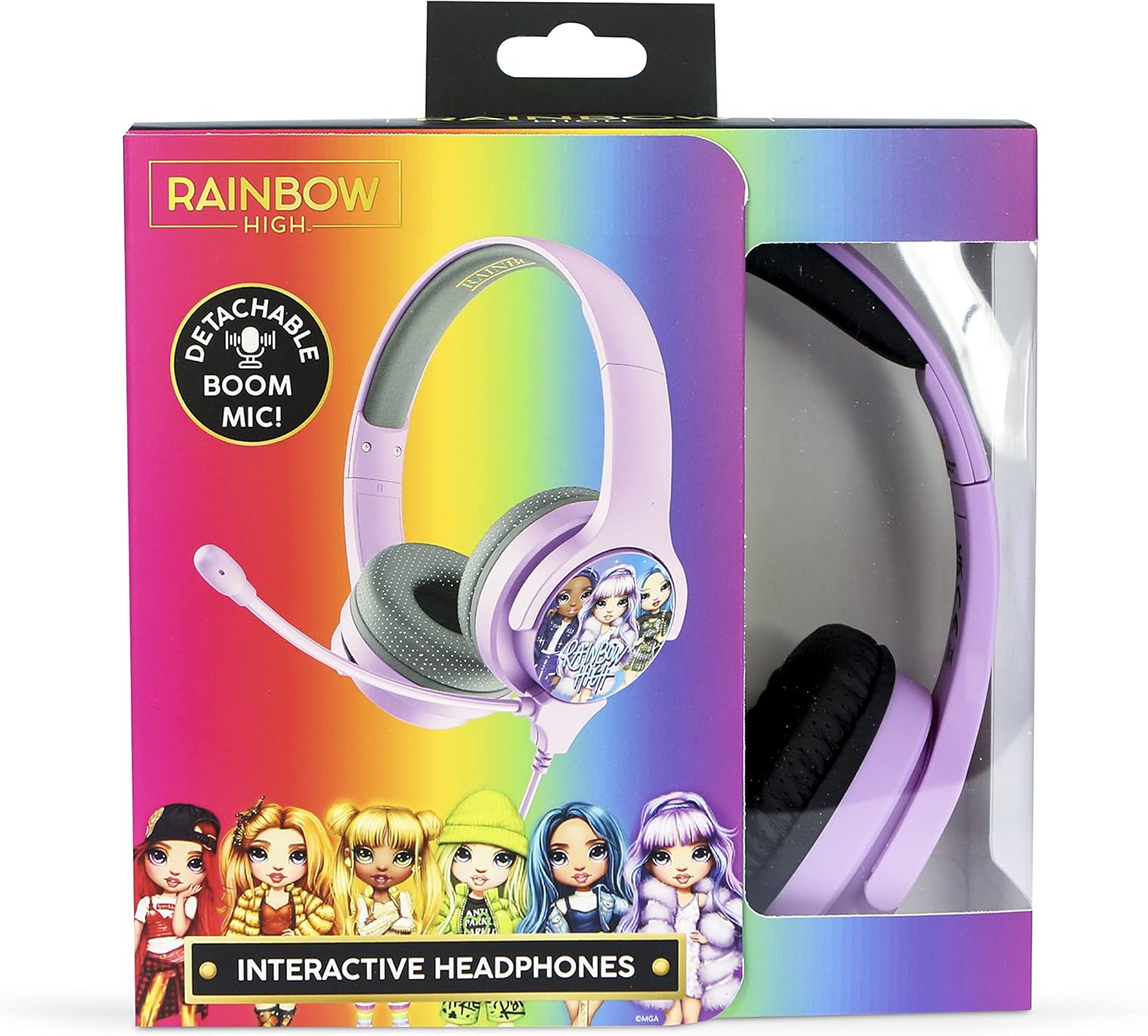 OTL Technologies RH0926 Rainbow High Interactive Wired Study Headphones with Detachable Mic