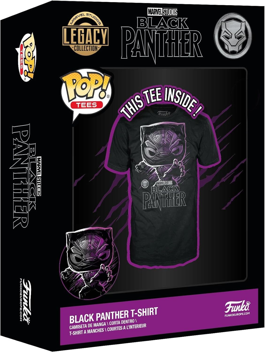 Funko Boxed Tee: Marvel - Black Panther - Large - (L) - T-Shirt - Clothes - Gift Idea - Short Sleeve Top for Adults Unisex Men and Women - Official Merchandise - Movies Fans