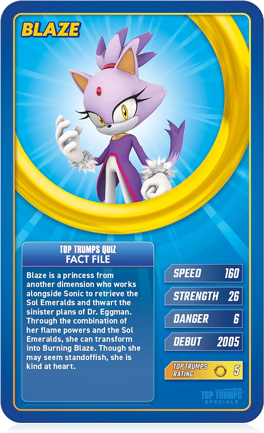 Top Trumps Sonic The Hedgehog Specials Card Game, play with Tail, Knuckles, Eggman, Chaos, Blaze and Chaos from the iconic Sega MegaDrive game, educational gift and toy for boys and girls aged 6 plus