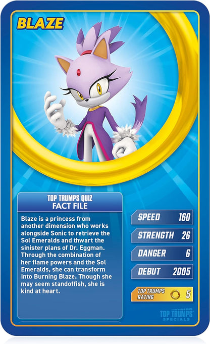 Top Trumps Sonic The Hedgehog Specials Card Game, play with Tail, Knuckles, Eggman, Chaos, Blaze and Chaos from the iconic Sega MegaDrive game, educational gift and toy for boys and girls aged 6 plus