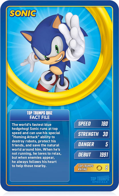 Top Trumps Sonic The Hedgehog Specials Card Game, play with Tail, Knuckles, Eggman, Chaos, Blaze and Chaos from the iconic Sega MegaDrive game, educational gift and toy for boys and girls aged 6 plus