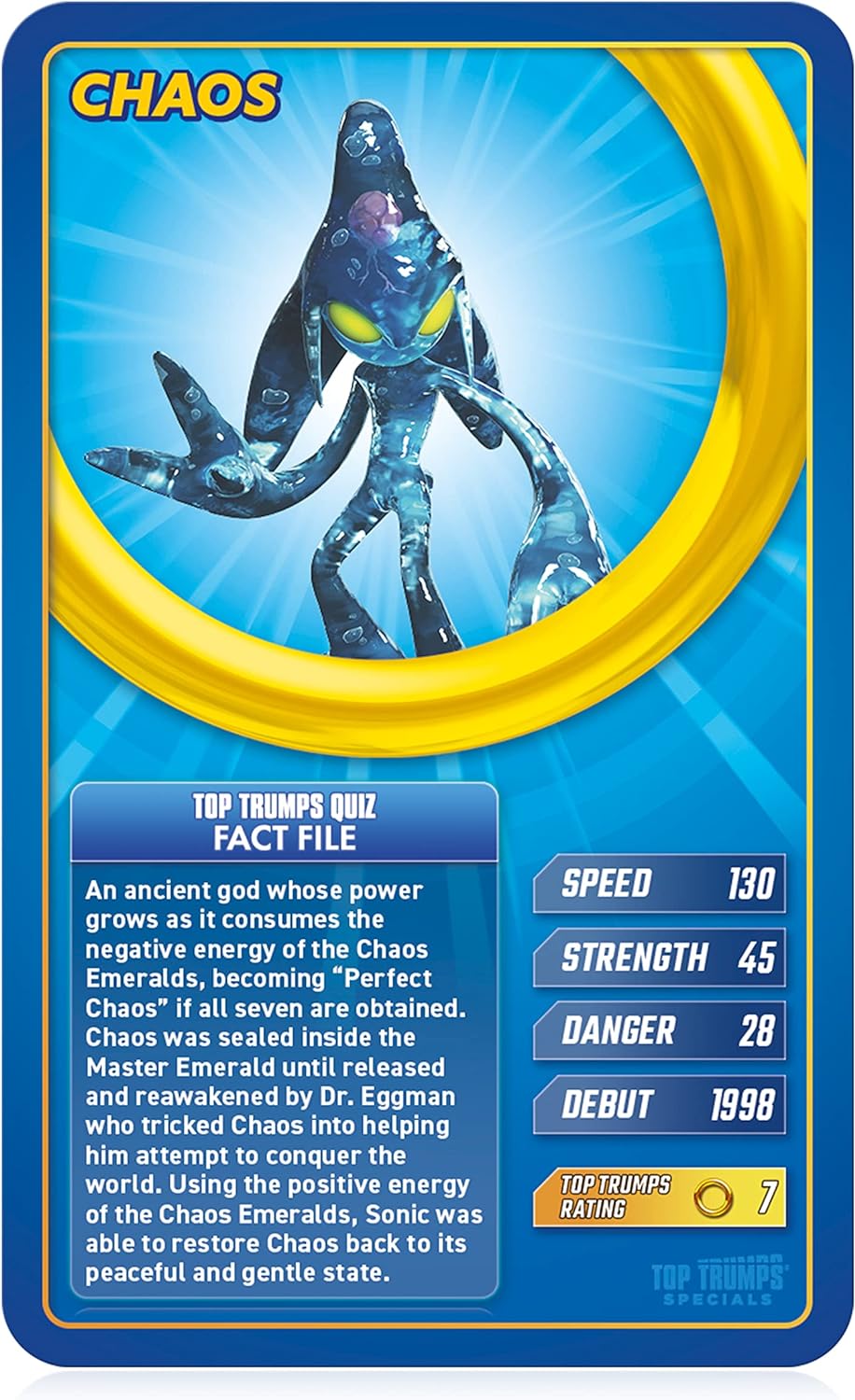 Top Trumps Sonic The Hedgehog Specials Card Game, play with Tail, Knuckles, Eggman, Chaos, Blaze and Chaos from the iconic Sega MegaDrive game, educational gift and toy for boys and girls aged 6 plus