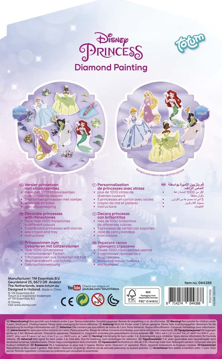TOTUM 44227 - Kit de pintura de diamante para decorar tus princesas con brillantes, multicolor , color/modelo surtido