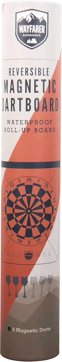 Fizz Creations Magnetic Outdoor Dartboard. Includes Portable Magnetic Waterproof Dartboard in Waterproof Tube, 3 Yellow Darts and 3 Red Darts.