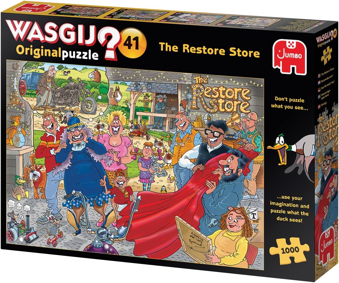 Jumbo, Wasgij Original 41 Restore Store!, Jigsaw for Adults, 1000 piece puzzle &, Wasgij Original 40, 25th Anniversary Garden Party, Jigsaw Puzzles for Adults, 2 x 1000 piece + Wasgij Original 40