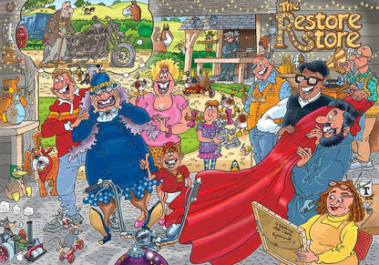 Jumbo, Wasgij Original 41 Restore Store!, Jigsaw for Adults, 1000 piece puzzle &, Wasgij Original 40, 25th Anniversary Garden Party, Jigsaw Puzzles for Adults, 2 x 1000 piece + Wasgij Original 40