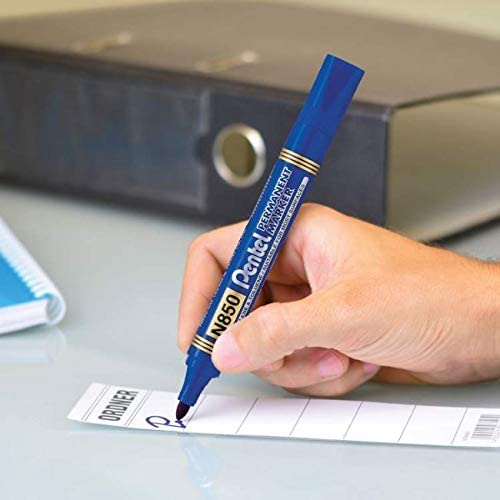 Pentel N850 - Rotulador permanente (punta redonda, 6 unidades), varios colores