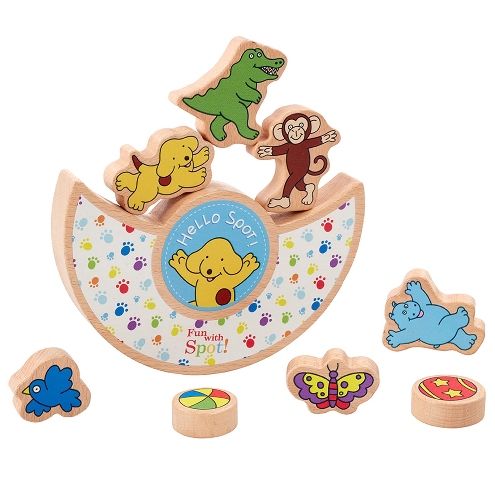 Rainbow Designs Spot the Dog Wooden Balancing Game - Balancing Blocks Stacking Game for Toddlers - Sensory Building Game Wooden Balancing Toy