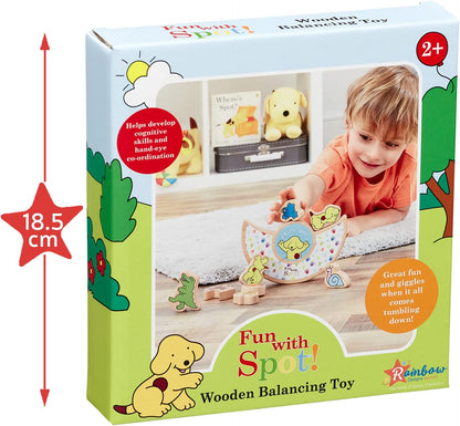 Rainbow Designs Spot the Dog Wooden Balancing Game - Balancing Blocks Stacking Game for Toddlers - Sensory Building Game Wooden Balancing Toy