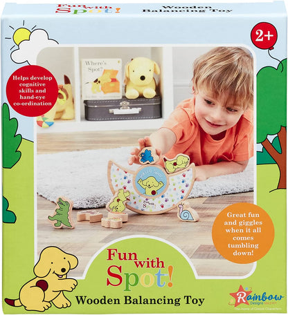 Rainbow Designs Spot the Dog Wooden Balancing Game - Balancing Blocks Stacking Game for Toddlers - Sensory Building Game Wooden Balancing Toy
