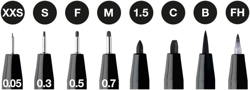 Faber-Castell Art & Graphic Pitt Artist Pen India Ink Pen, Black, Wallet Of 8, For Art, Craft, Drawing, Sketching, Home, School, University, Colouring