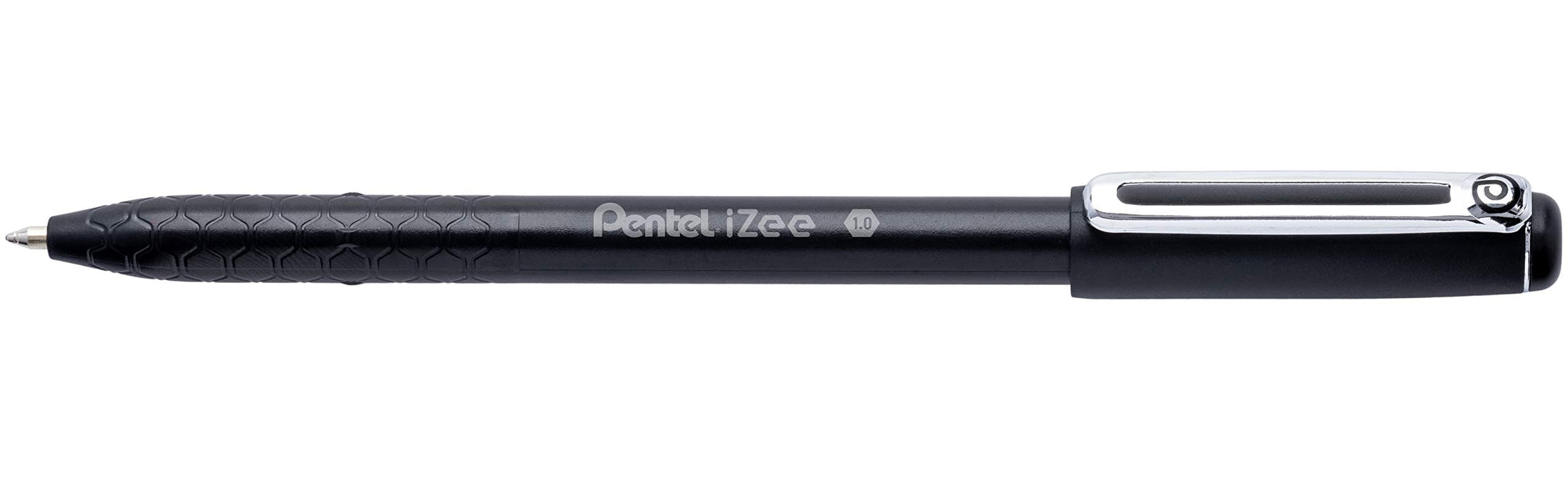 Pentel BX460-A IZee - Bolígrafo (con capuchón, clip de metal, grosor de trazo de 0,5 mm, 12 unidades), color negro