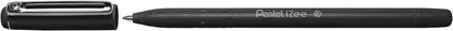Pentel BX460-A IZee - Bolígrafo (con capuchón, clip de metal, grosor de trazo de 0,5 mm, 12 unidades), color negro