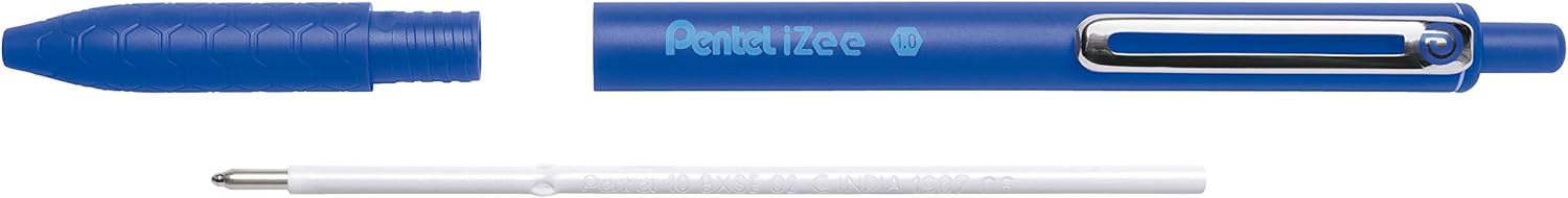 IZEE BALLPOINT RETRACTABLE PEN 1.0MM TIP, BLUE INK, 12 PACK
