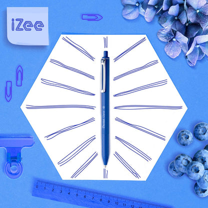IZEE BALLPOINT RETRACTABLE PEN 1.0MM TIP, BLUE INK, 12 PACK