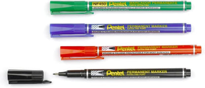 Pentel Extra Fine Permanent Marker Black - Pack of 12, NF450-A