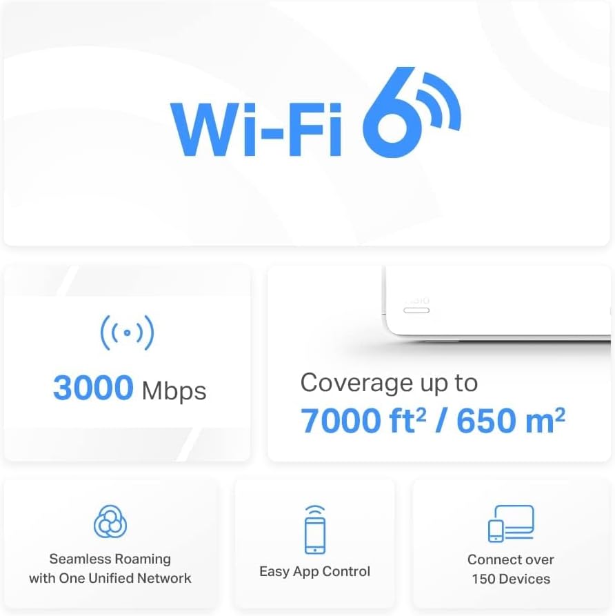 Mercusys AX3000 Mesh WiFi, Whole Home Mesh WiFi Extender Booster Covers up to 650m², Connect up to150 Devices, 160 MHz Channels,Full Gigabit Ports, Dual Band Wi-Fi,Easy App Control, Halo H80X (3-pack)