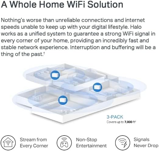 Mercusys AX3000 Mesh WiFi, Whole Home Mesh WiFi Extender Booster Covers up to 650m², Connect up to150 Devices, 160 MHz Channels,Full Gigabit Ports, Dual Band Wi-Fi,Easy App Control, Halo H80X (3-pack)