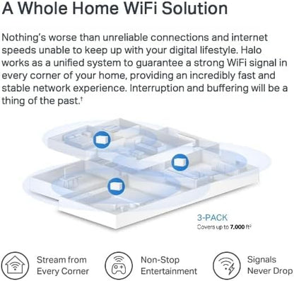 Mercusys AX3000 Mesh WiFi, Whole Home Mesh WiFi Extender Booster Covers up to 650m², Connect up to150 Devices, 160 MHz Channels,Full Gigabit Ports, Dual Band Wi-Fi,Easy App Control, Halo H80X (3-pack)