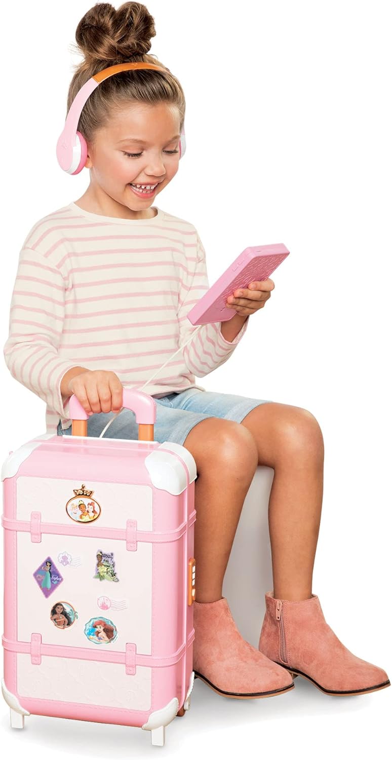 Disney Princess Travel Suitcase Play Set for Girls with Luggage Tag Style Collection, 14 Pretend Play Accessories Pieces Including Travel Passport! for Ages 3+