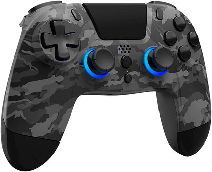 Gioteck VX4+ Wireless Controller for PlayStation 4 (PS4) - Dark Camo - Customisable RGB Lighting and Programmable Back Buttons - Bluetooth Compatible
