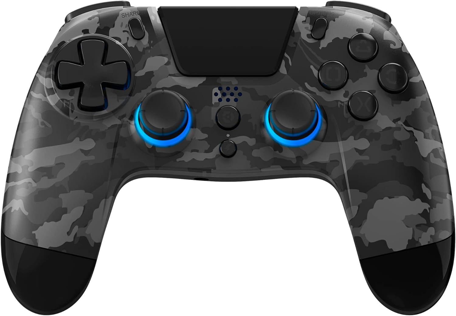 Gioteck VX4+ Wireless Controller for PlayStation 4 (PS4) - Dark Camo - Customisable RGB Lighting and Programmable Back Buttons - Bluetooth Compatible