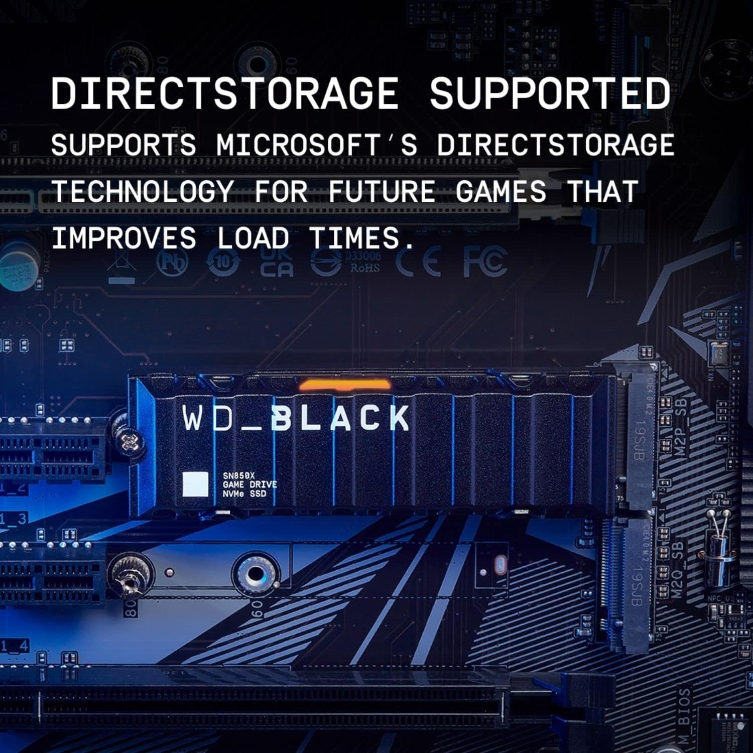 WD_BLACK SN850X 1TB NVMe M.2 SSD, M.2 2280 NVMe SSD with Heatsink, Gaming Expansion SSD, PCIe Gen4 NVMe, High Performance Internal SSD, Read speeds up to 7300 MB/s, Write speeds up to 6,300 MB/s