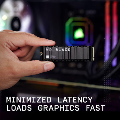 WD_BLACK SN850X 1TB NVMe M.2 SSD, M.2 2280 NVMe SSD with Heatsink, Gaming Expansion SSD, PCIe Gen4 NVMe, High Performance Internal SSD, Read speeds up to 7300 MB/s, Write speeds up to 6,300 MB/s