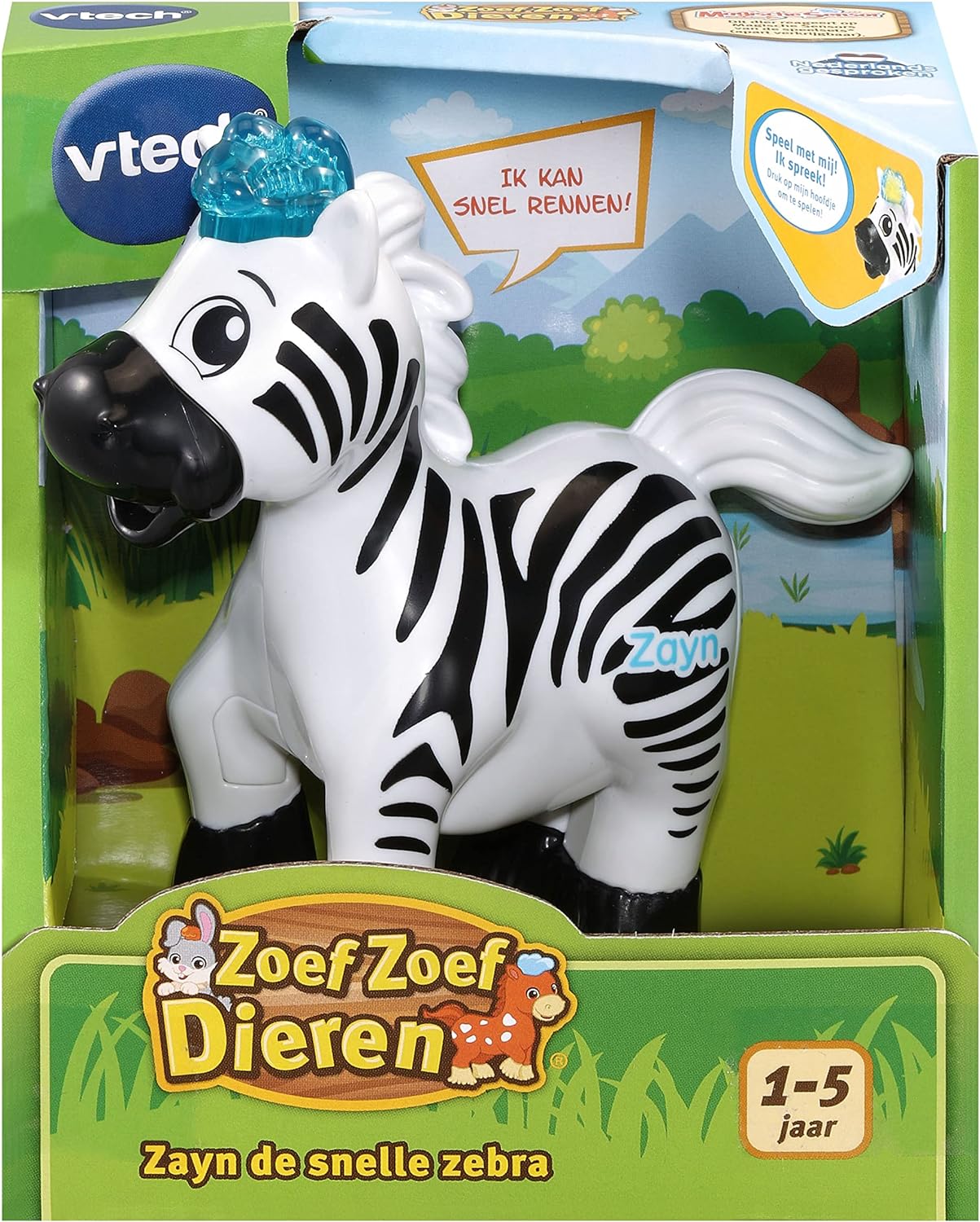 VTech 80-553323 Zouf Animals - Zayn the Fast Zebra - Educational Toy - With Light and Sound Effects - With Happy Reactions - 1 to 5 Years