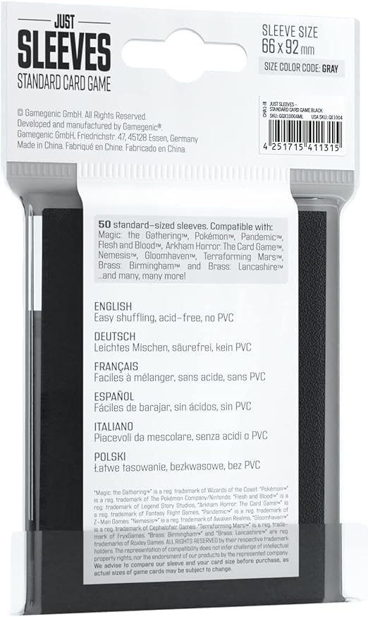 Just Sleeves: Standard Card Game Black (50)