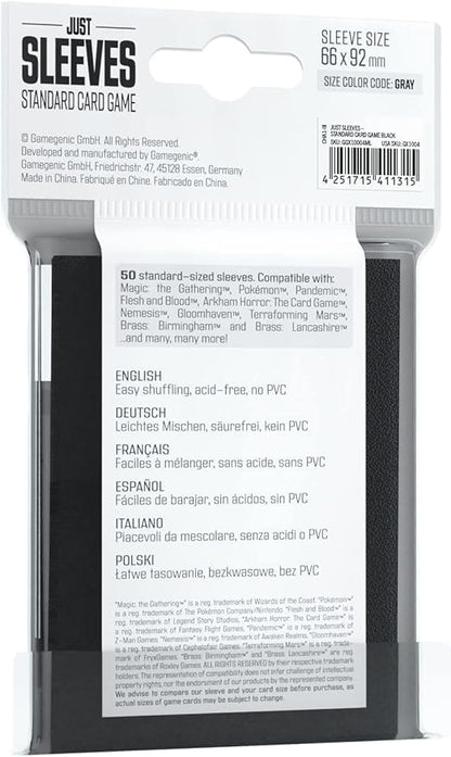 Just Sleeves: Standard Card Game Black (50)