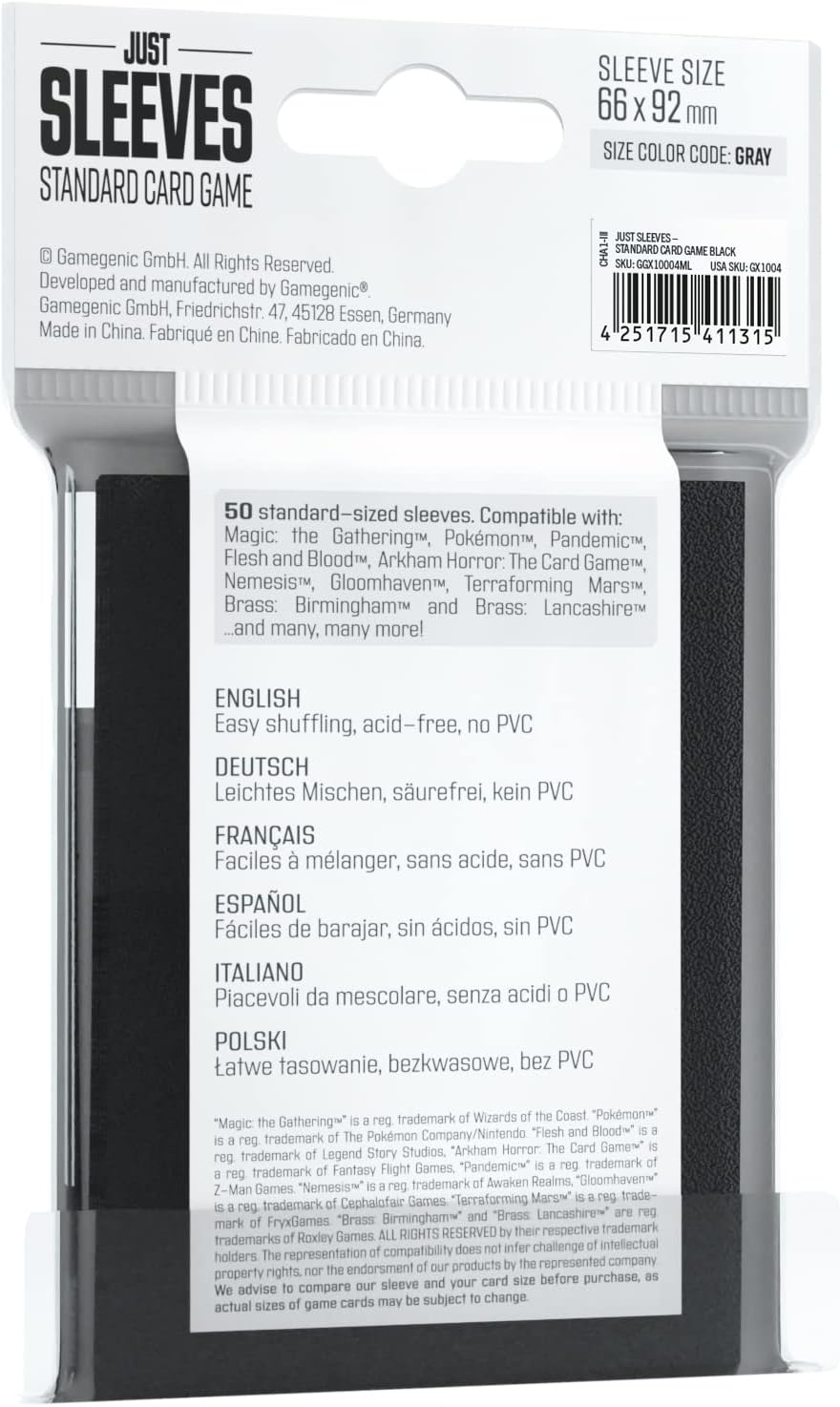 Just Sleeves: Standard Card Game Black (50)