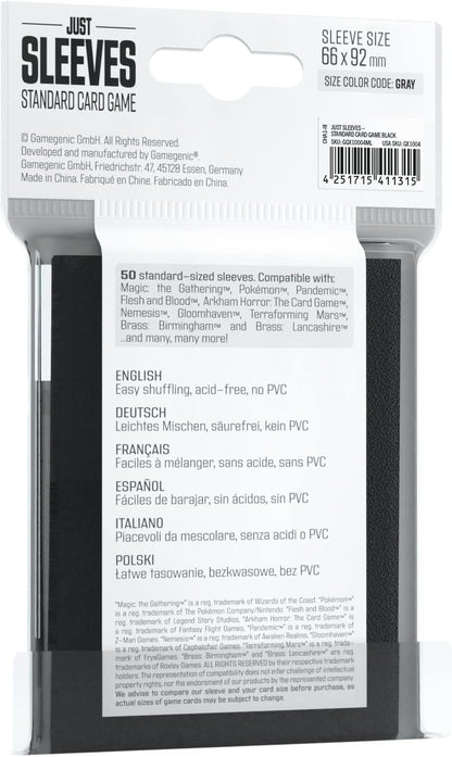Just Sleeves: Standard Card Game Black (50)
