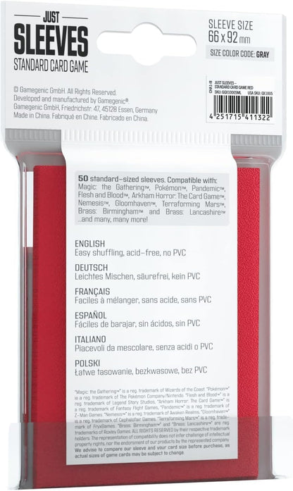 Just Sleeves: Standard Card Game Red (50)