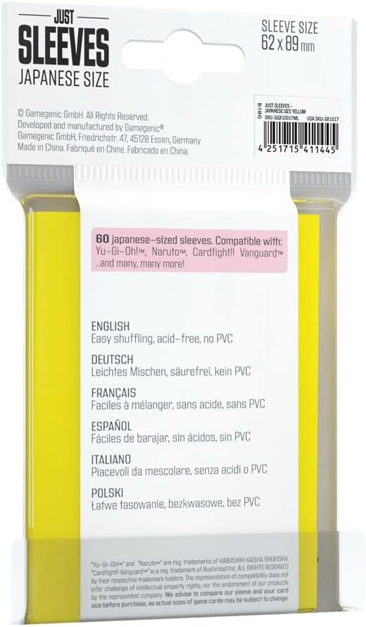 Just Sleeves: Japanese Size Yellow (60)