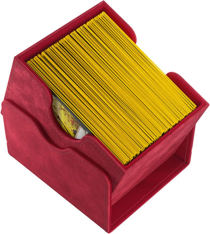 Gamegenic Sidekick 100+ XL Convertible Deck Box | Sideloading Card Storage with Removable Cover Clips Holds 100 Double-Sleeved Cards in Extra Thick Inner Sleeves Red Color Made (GGS20093ML